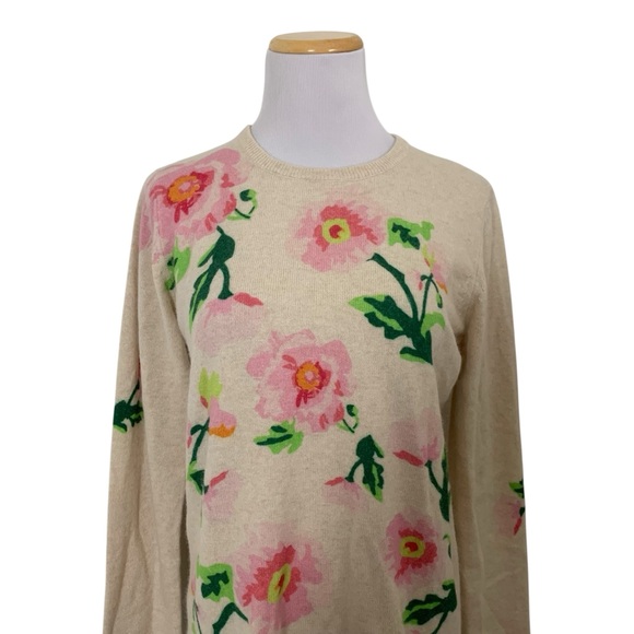 Frances Valentine Floral Intarsia Angora Lambswool Sweater Women’s S Pink Art - Picture 3 of 17